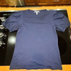 Derek Lam 10 Crosby Eva puff sleeve t-shirt navy‎ blue top size XS